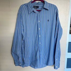 Preppy Ralph Lauren classic fit striped button down shirt